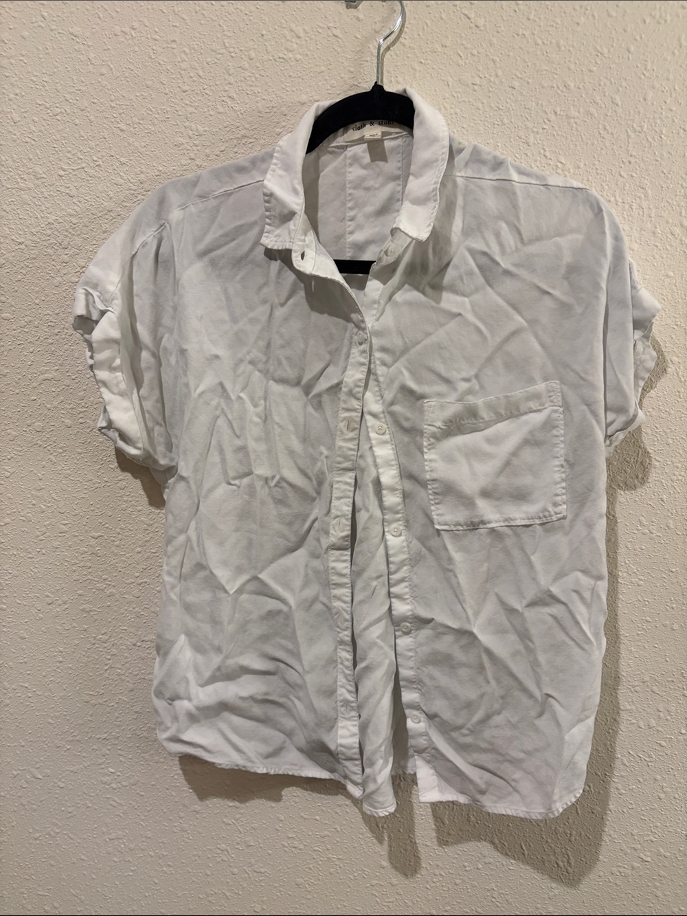 cloth & stone White Short-Sleeve Button Down Shirt